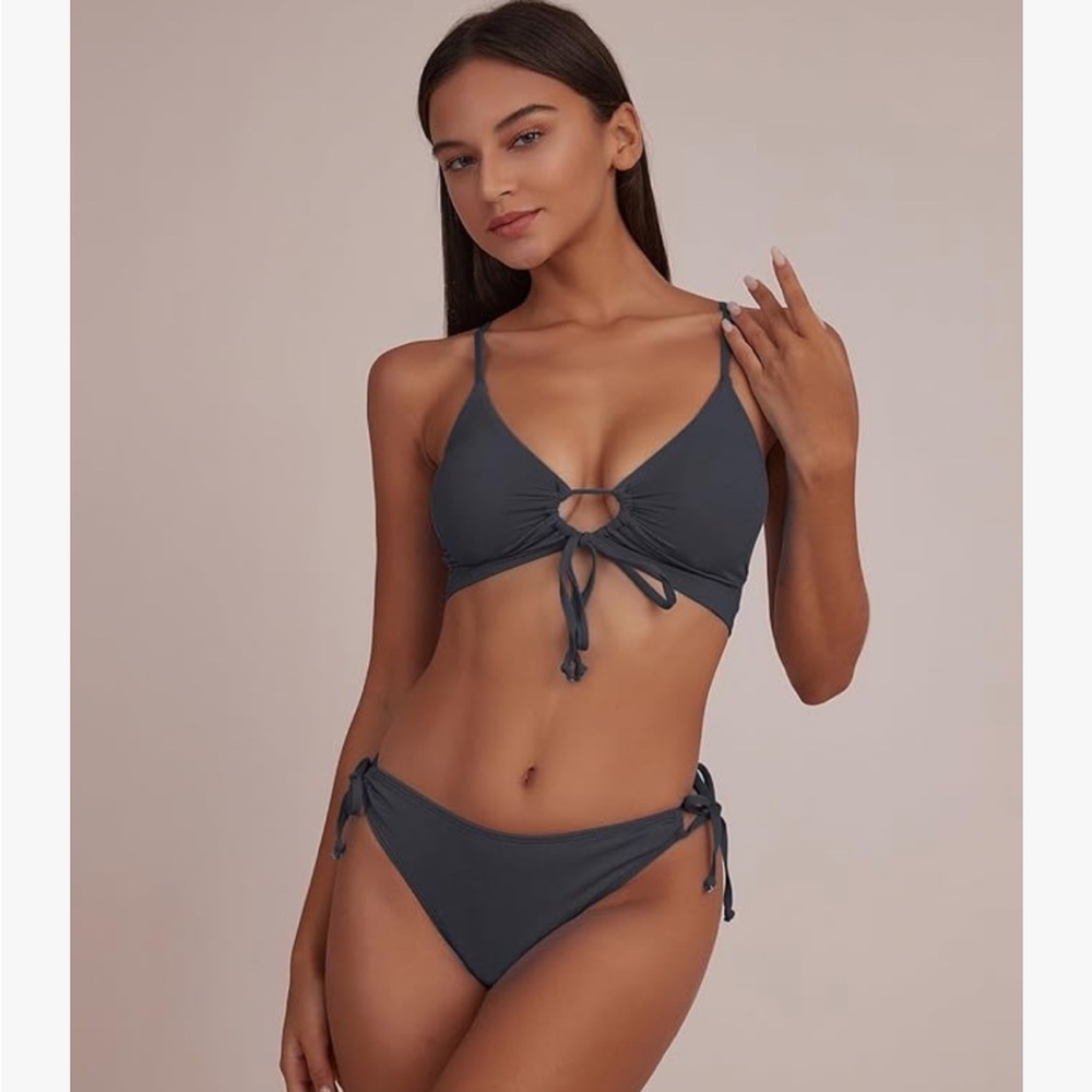 CHYRII Womens Sexy Cutout Bikini Sets Lace Up High Cut Thong Two Piece Swimsuit